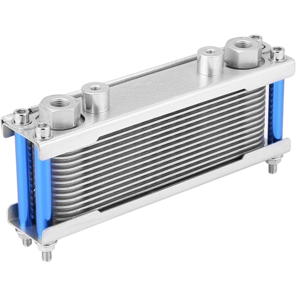 Motorcycle Oil Cooler Motorcycle Oil Cooler Engine Oil Cooling Load Reduction Output Increase Aluminum Good Heat Dissipation 50cc~125cc 140cc 150cc 200cc Horizontal Engine Use Motorcycle Replacement Supplies (Silver)