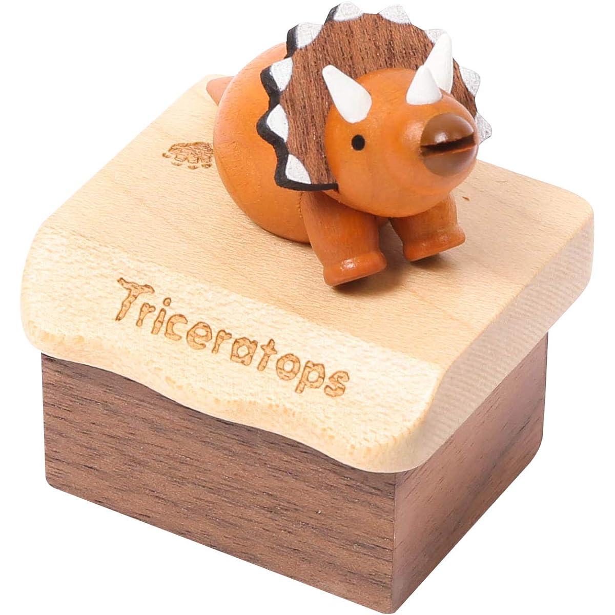Wooderful Life Wooden Static Music Box Triceratops | 1030839 | Hand Carved and Hand Painted Fun Gift Toy | Plays - Waltz of the Flowers