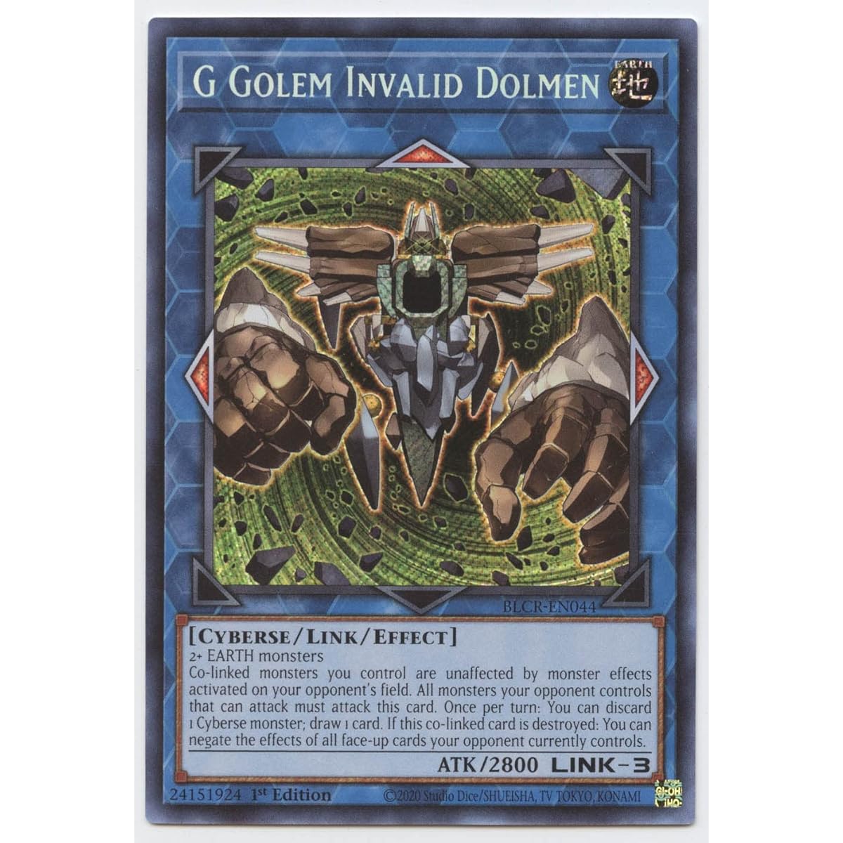 G Golem Invalid Dolmen BLCR-EN044 Secret Rare First Edition