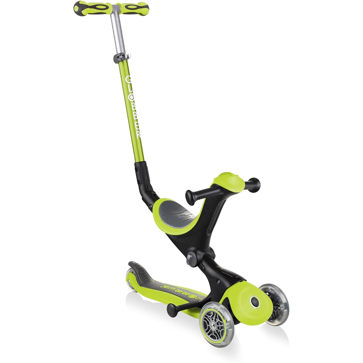GLOBBER Kickboard, 3 wheels, for children from 1 year old, adjustable height, outdoor play, exercise, play, kick scooter, go up/lime green WLGB644106