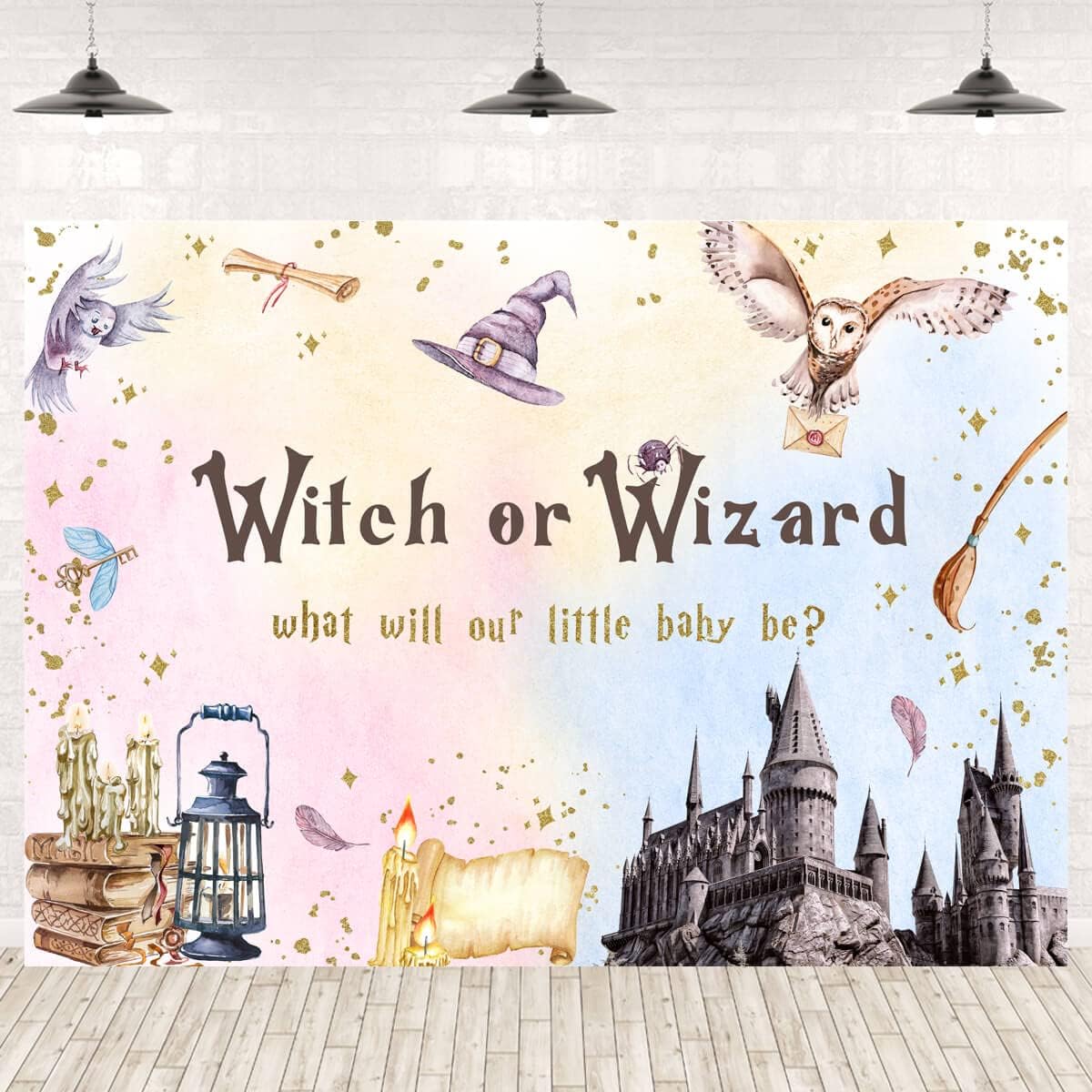 Witch or Wizard Gender Reveal Backdrop Magical Boy or Girl Reveal Photo Backdrop Decor Pink or Blue He or She Reveals Surprise Party Banner Photo Booth Props 7x5ft