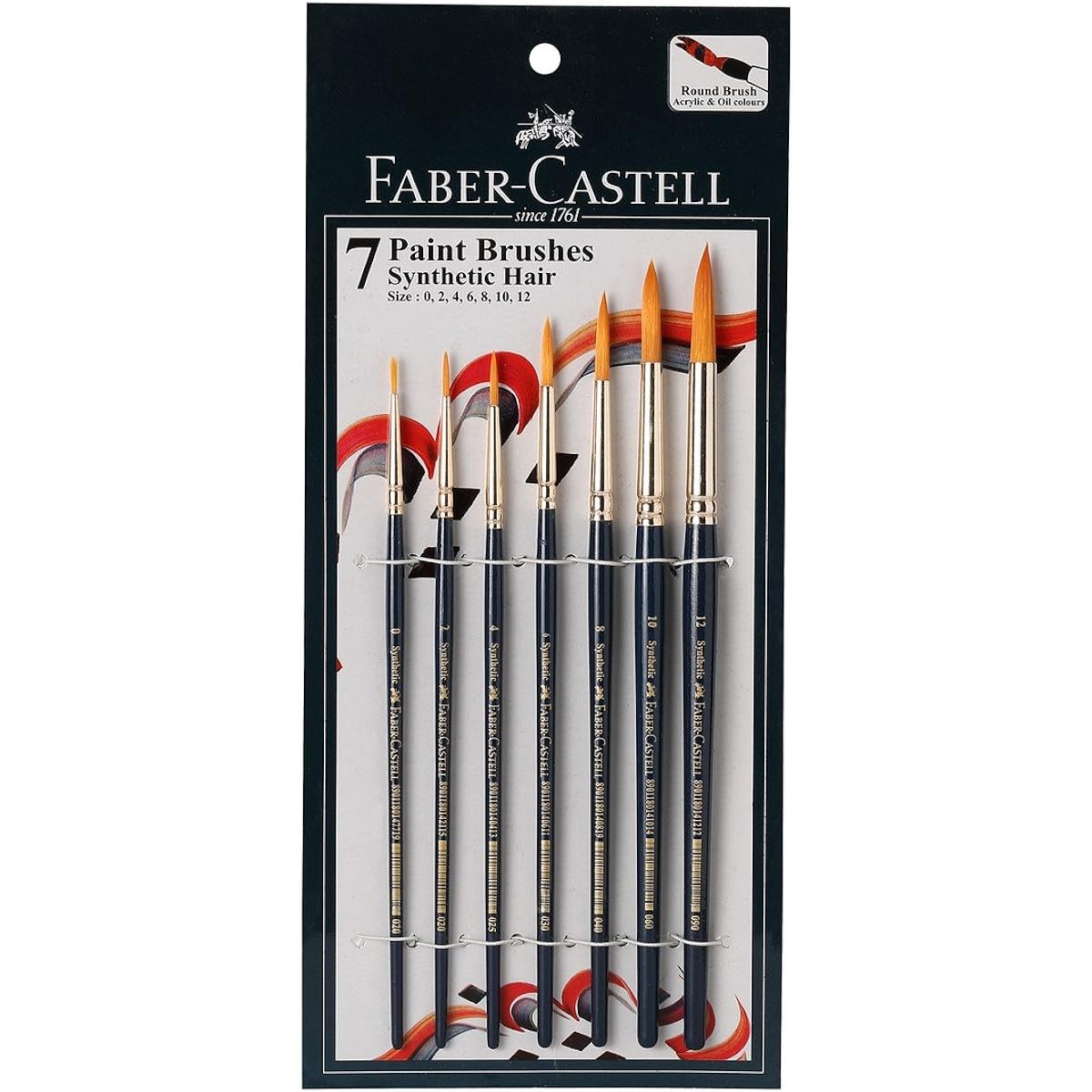 Faber Castell Synthetic Bristle Paint Brushes - Set of 7