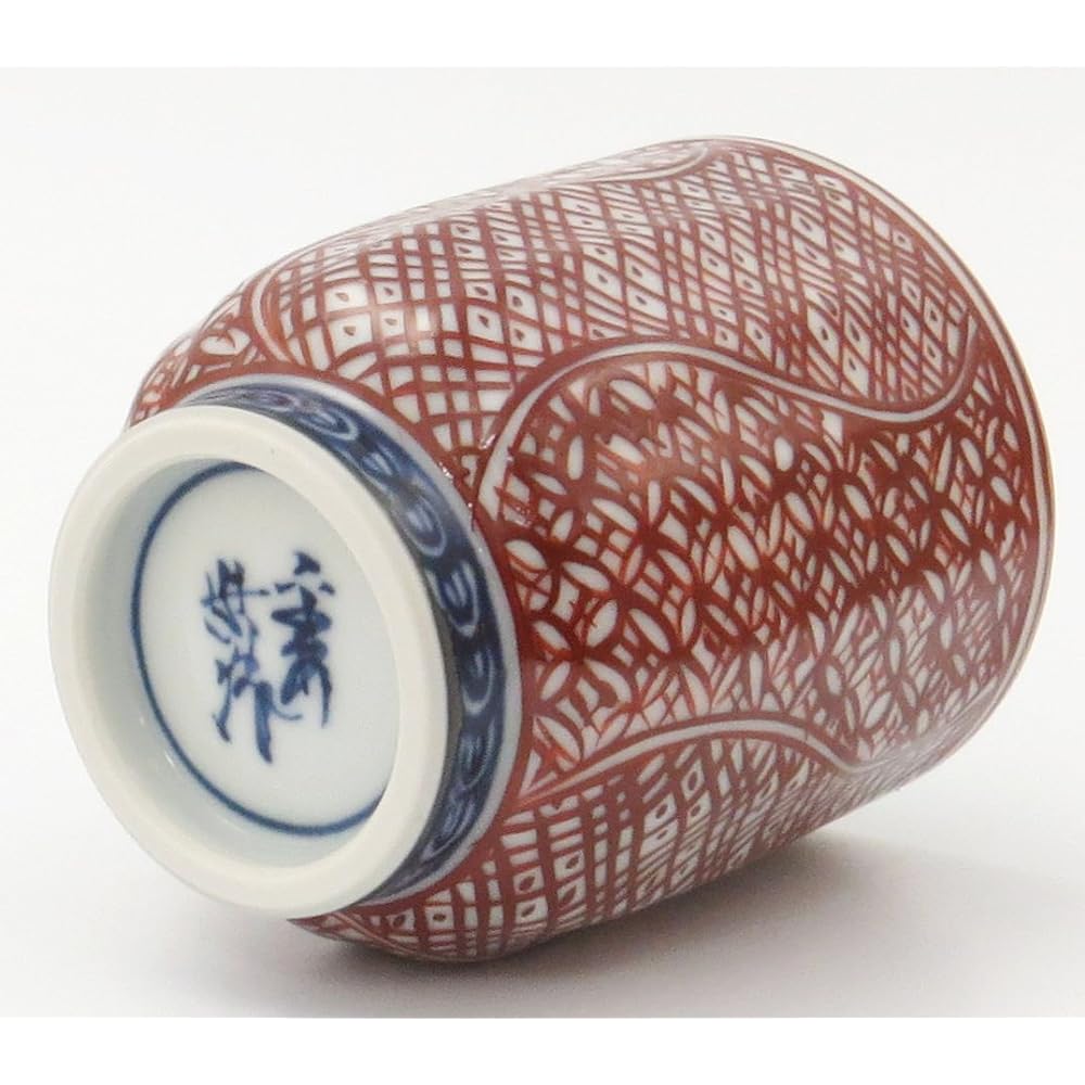 Kyoto ware Kiyomizu ware Shiho kiln set teacup Shozui (blue red) A4-2