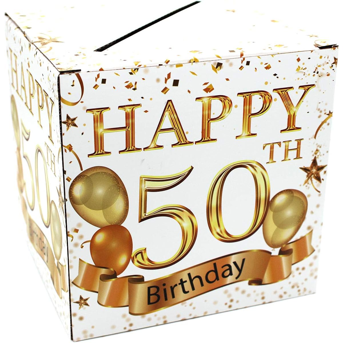 Birthday Party Decorations - Party Supplies 50th Birthday Ballot Box Cheers to 50 Card Box - 1 Set (White)