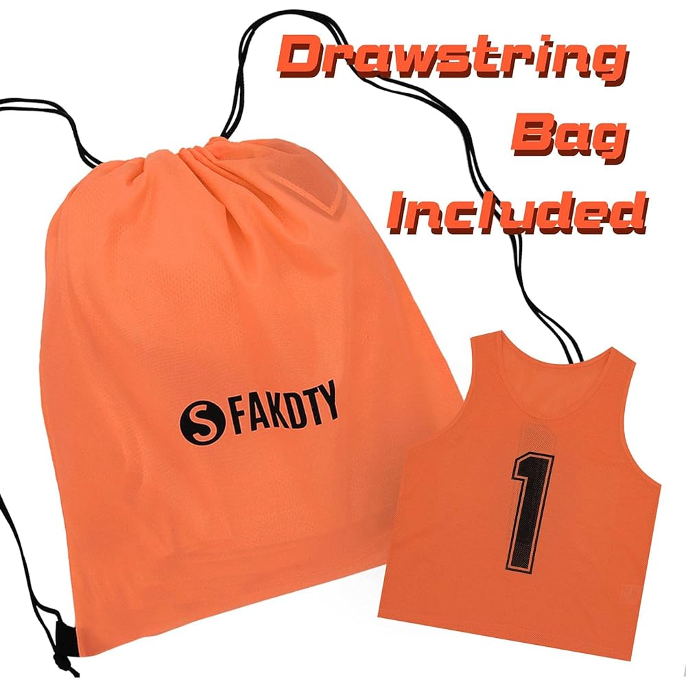 TOEPODO Bibs for Adults, 12 Pieces, Numbers 1 to 12, Front, Front and Back Numbers Included, Storage Bag Included, Sweat Absorbent, Lightweight, Good Breathability, Unisex, Soccer, Basketball, Futsal School, Events, Municipalities, Sports Days