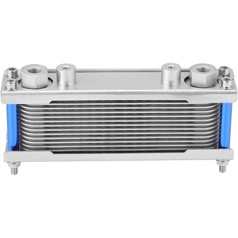 Motorcycle Oil Cooler Motorcycle Oil Cooler Engine Oil Cooling Load Reduction Output Increase Aluminum Good Heat Dissipation 50cc~125cc 140cc 150cc 200cc Horizontal Engine Use Motorcycle Replacement Supplies (Silver)