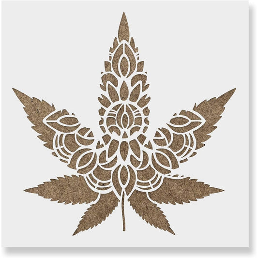 Mandala Weed Leaf Stencil - Reusable Stencil for Painting - DIY Mandala Weed Leaf Home Decor