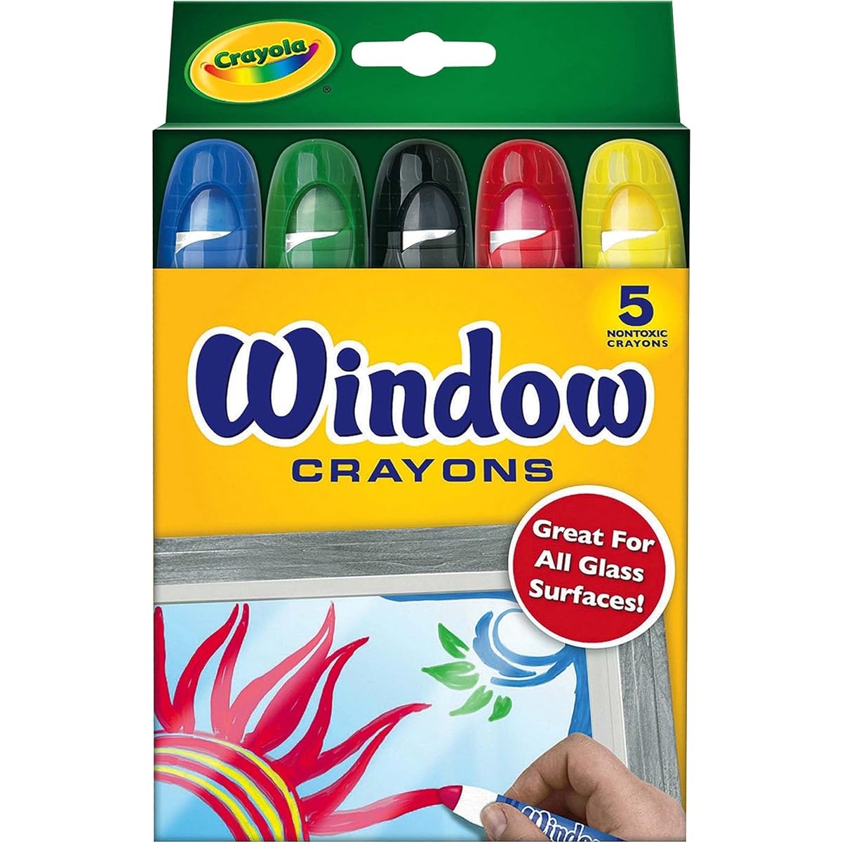 Crayola Washable Window Crayons, Assorted Colors, Box of 5