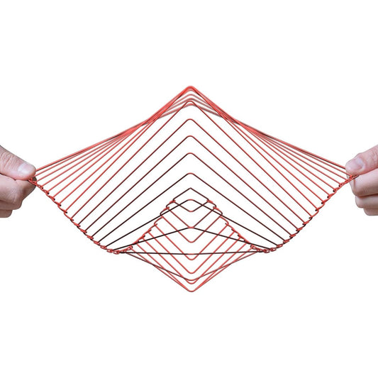 Atellani Square Wave | Enchanting Kinetic Wind Spinner | Magical Calming Art Piece by Ivan Black (Coral Red)