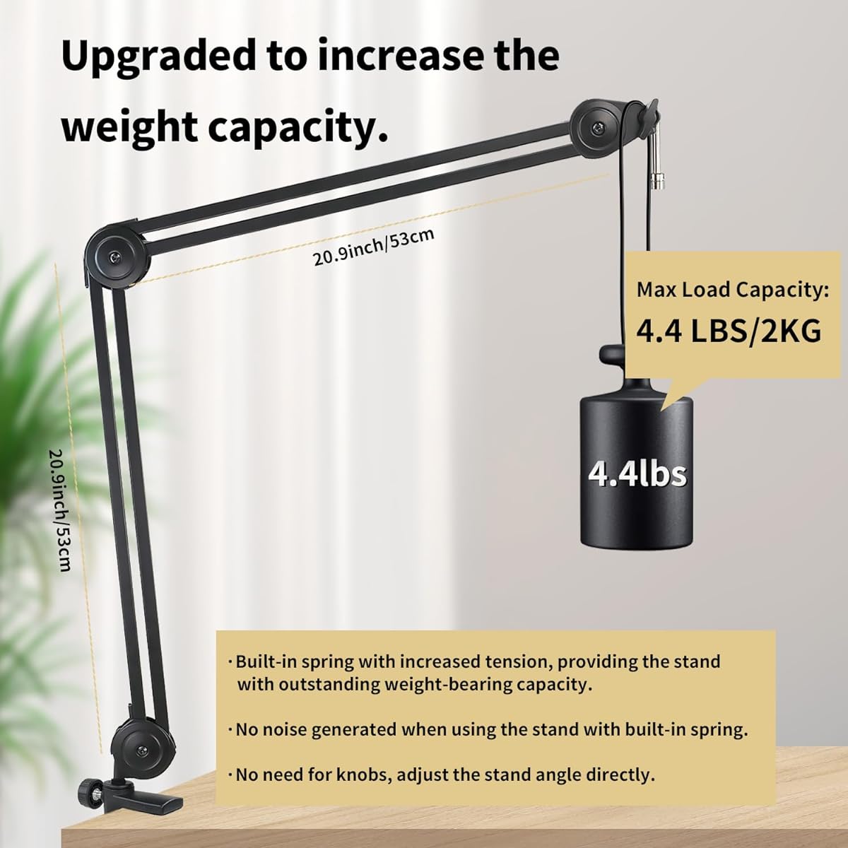 Liyirui Microphone Arm Stand Heavy Duty Microphone Arm Stand Foldable Mic Stand Adjustable Angle Suspension Scissor Boom Stand with 5/8"~3/8" & 5/8"~1/4" Screw and Cable Tie