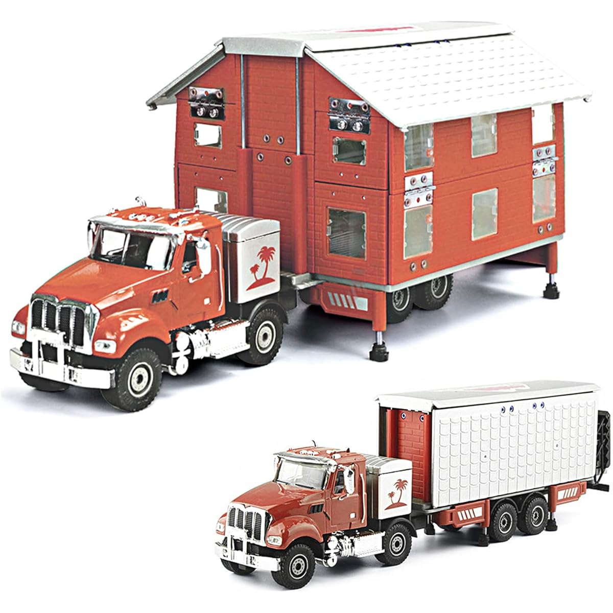 FUBARBAR Camping Truck Toy Car, Metal Toy Car, RV Car Toy, Age 3, 4, 5, 6, Boys, Girls, Christmas Gift (Orange)
