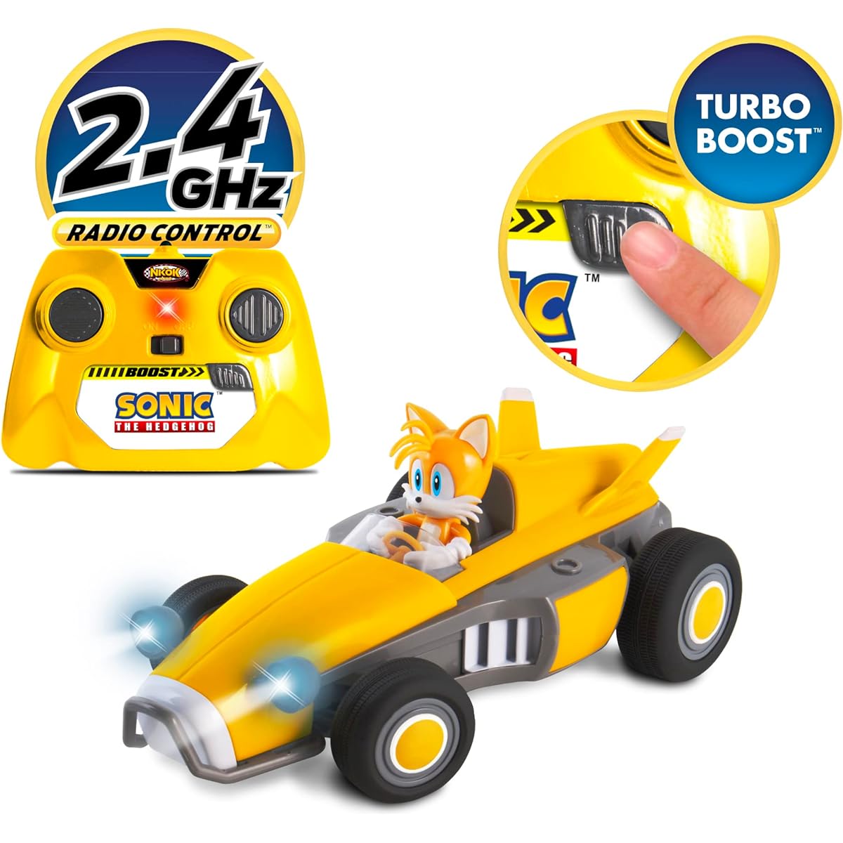 Team Sonic Racing RC: Tails The Fox - NKOK (603) 2.4GHz Remote Control Car with Turbo Boost Officially Licensed Product Sega Sonic The Hedgehog Battery Powered Ages 6+