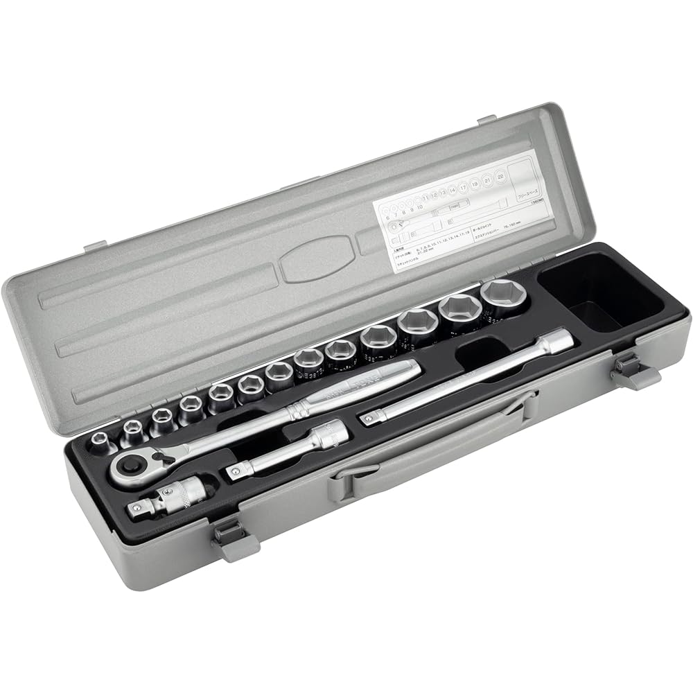 TONE Socket Wrench Set 1560MS Drive 9.5mm (3/8") Silver Contents 17 items