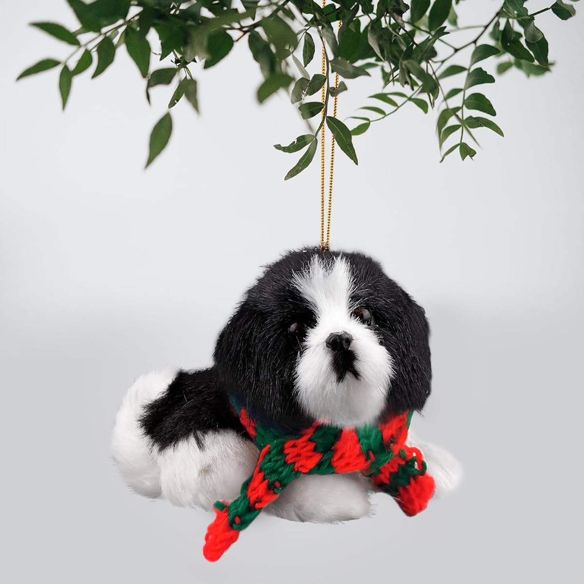 MEJORMEN Christmas Dog Ornament with Scarf, Mini Plush Dog Ornament, Christmas Tree Decoration for Dog Lovers