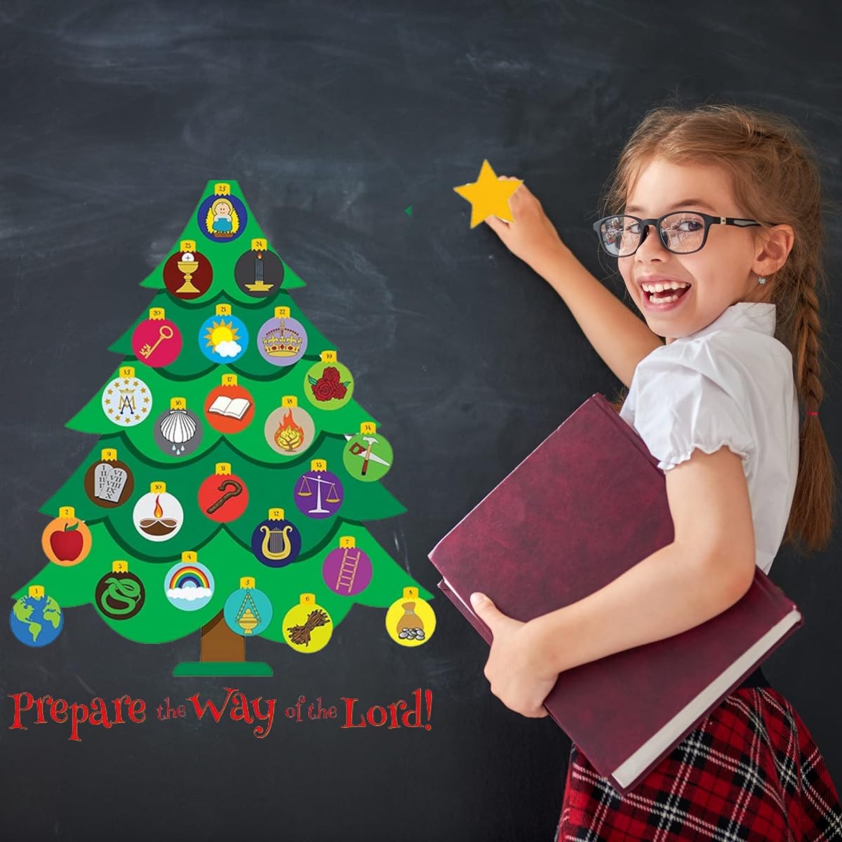 Jesse Tree Magnetic Catholic Advent Calendar Activities Traditional Christian Countdown to Christmas Set 2021 8 x 12 Inch