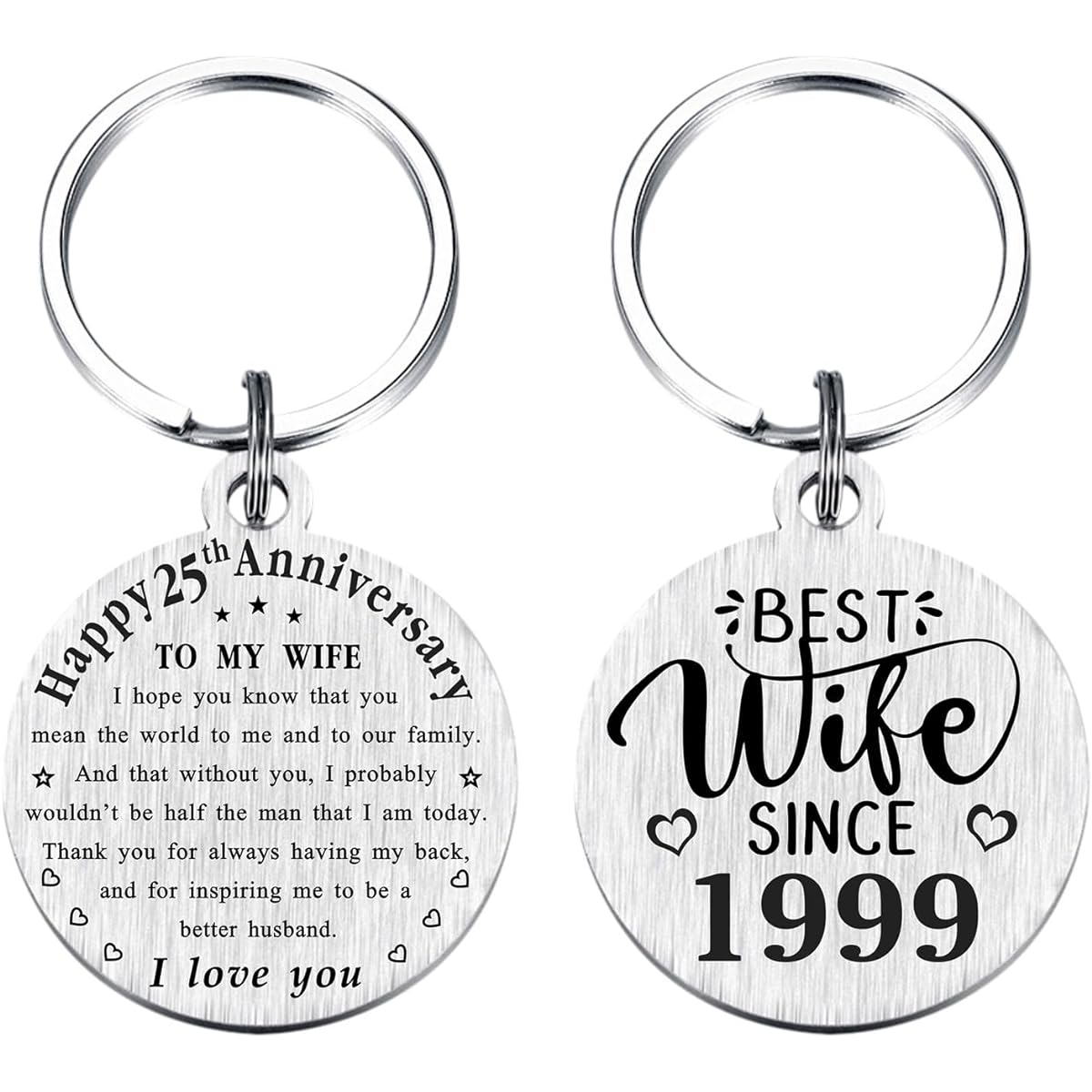 TANWIH 25th Wedding Anniversary Keychain Wife/Best Friend/1998 25th Anniversary Decoration for Women