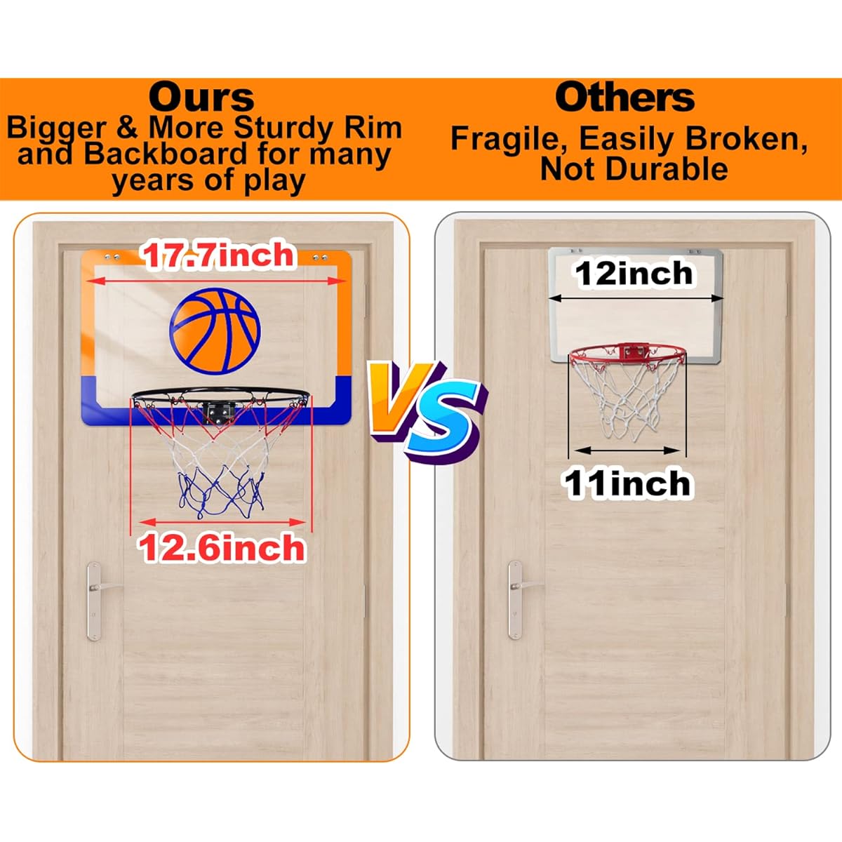 Basketball Hoop Indoor Kids Toys Stimulates Exercise Desire More Durable Sturdy 6-8-12 Years Old Christmas Sports Gifts Ages 3 4 5 6 7 8 9 10 11 12 Girls Boys