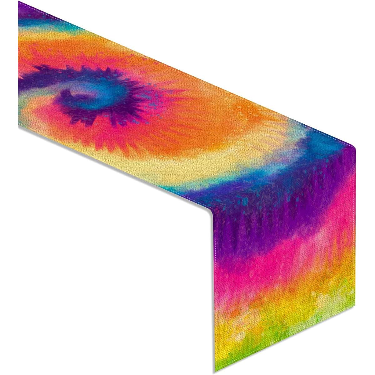 Linen Tie-dye Table Runner Rainbow Hippie Birthday Party Kitchen Dining Room Table Decoration