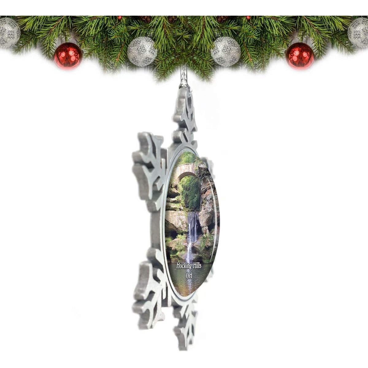Umsufa Hocking Hills Park Ohio USA Christmas Ornaments Tree Decorations Crystal Metal Souvenir Gifts