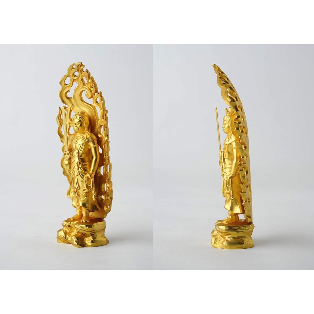 Buddha statue Fudo Myoo 15.5cm (gold plated/24K gold) Buddhist sculptor: Hideun Makita Original model _ (born in the year of the Rooster) Zodiac guardian principal image Zodiac Takaoka copperware (Fudo Myouou)