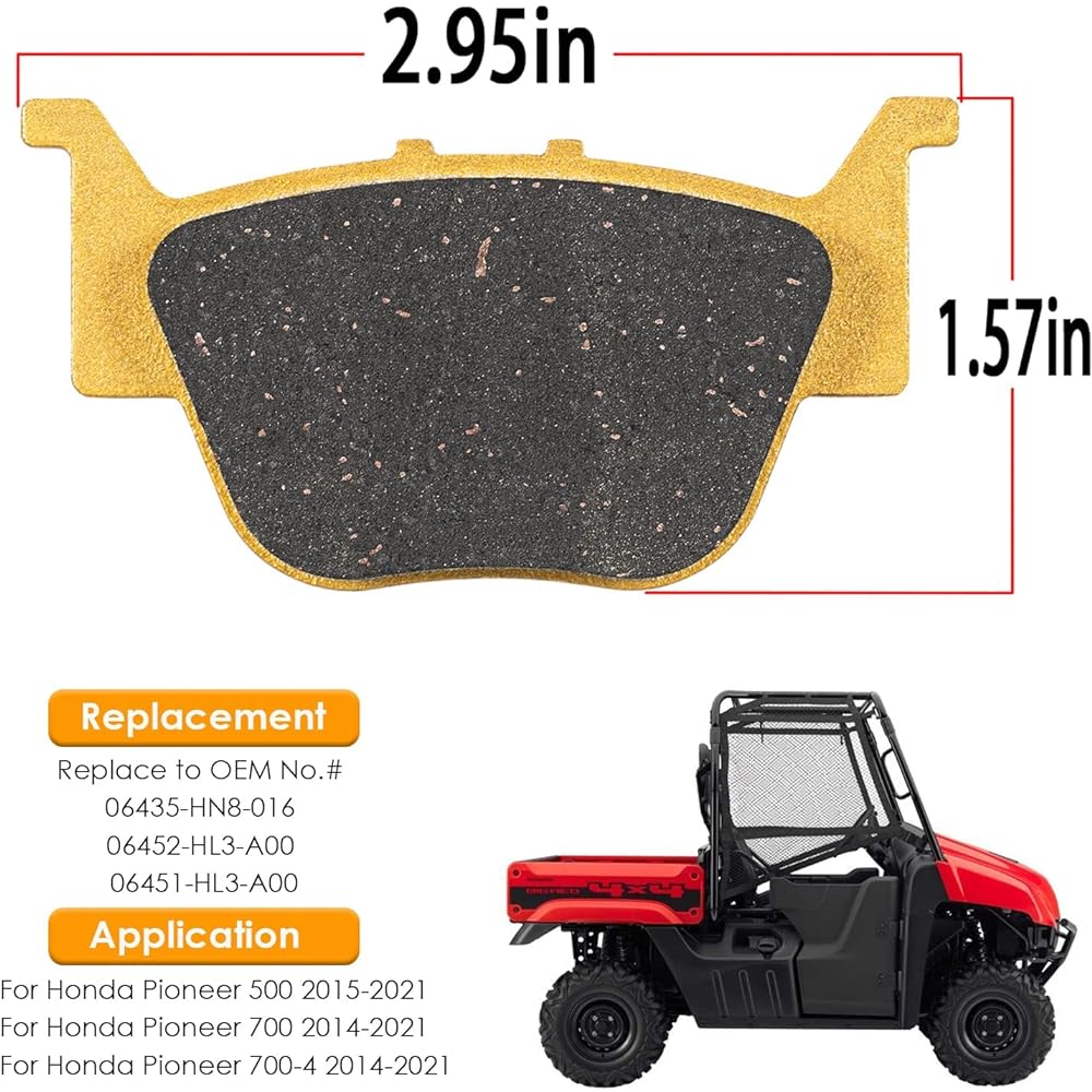 Front & Rear Heavy Duty Ceramic Disc Metal Brake Pads Honda Pioneer 700 500 700-4 2014-2021 06435-HN8-016 06452-HL3-A00 06451-HL3-A00 (3 sets)