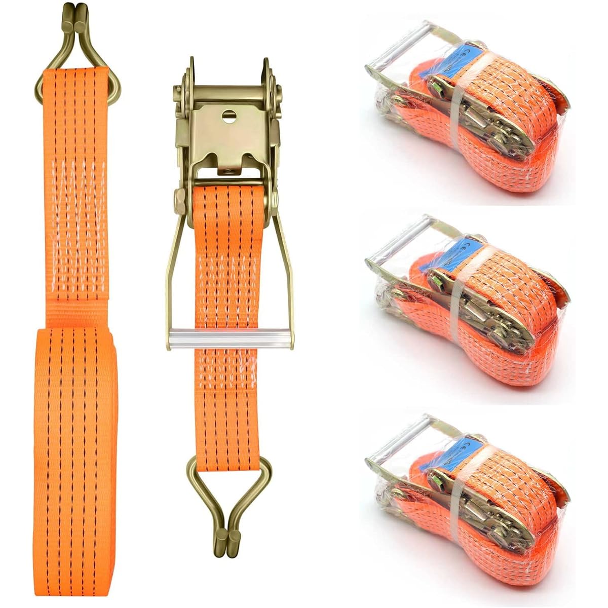 SALUINOKI Ratchet Straps 2" Heavy Duty 20ft Tie Down Straps for Trucks 4 Pack 3300lb Working Load 6600lb Break Strength Cargo Straps
