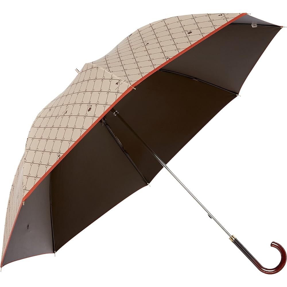 [Kokochi] MOONBAT Monogram Women's Umbrella, Rain Umbrella, Long Umbrella, Sunny and Rainy Umbrella, Women's Gift 10666 [UV Shielding, Light Shielding, Heat Shielding Effect, Super Water Repellent, Lightweight] 21-353-10666-00 Deep Orange (Brick) Main Ri