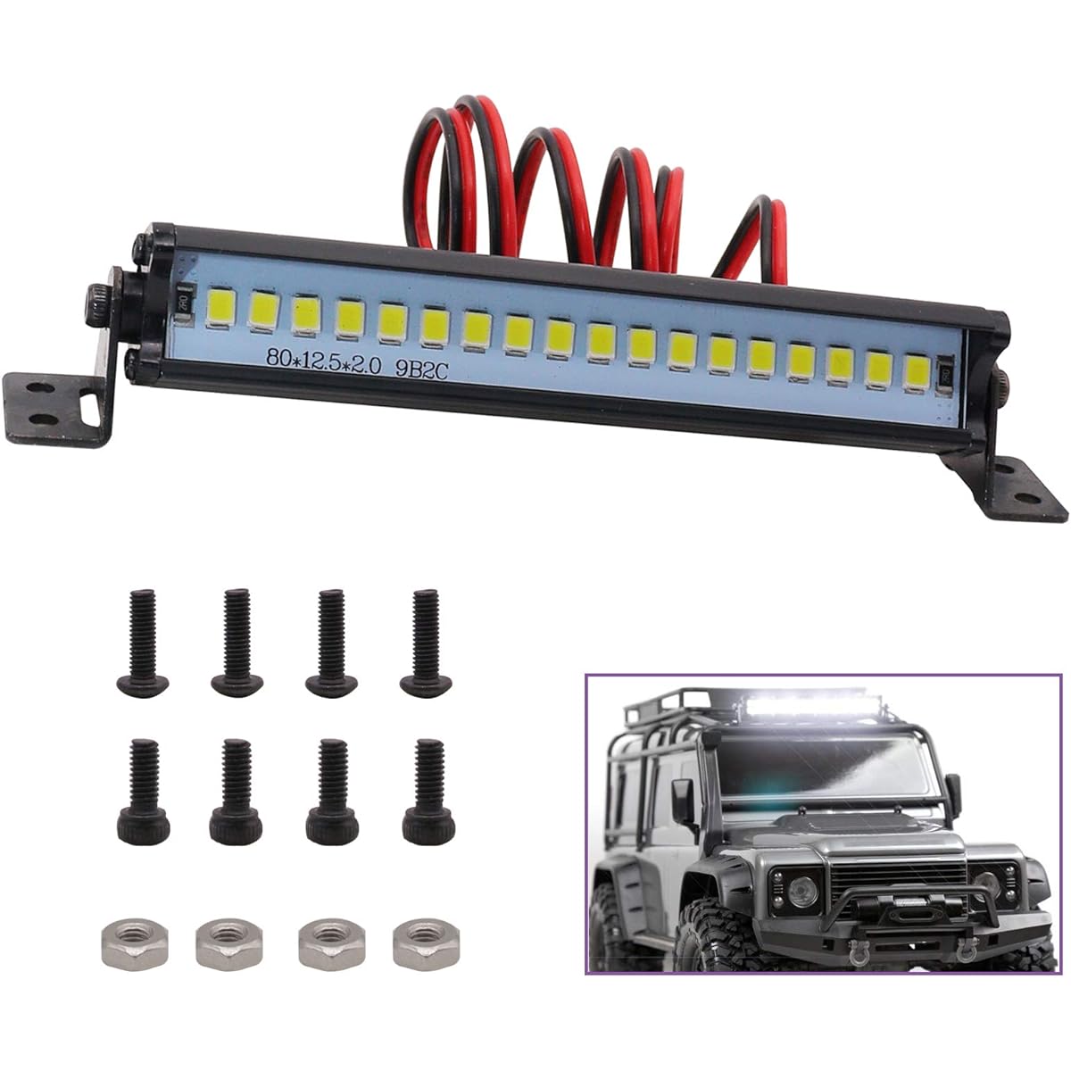 Treehobby 18 LED RC Light Bar Roof LED Lamp Kit Compatible with Traxxas TRX-4 Axial SCX10 Tamiya HPI Losi HSP RC Crawler Truck 83mm/3.27inch