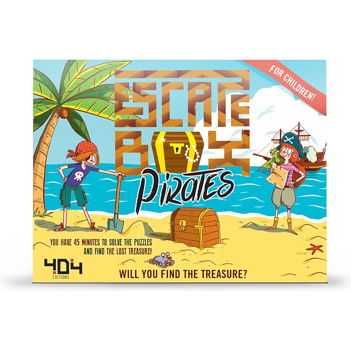 Escape Box Pirate Game | Escape Room in a Box | Fun for Family Game Night | For Kids and Adults | Ages 5+ | 2-5 Players | Average Play Time 45 Minutes | Made by 404 On Board