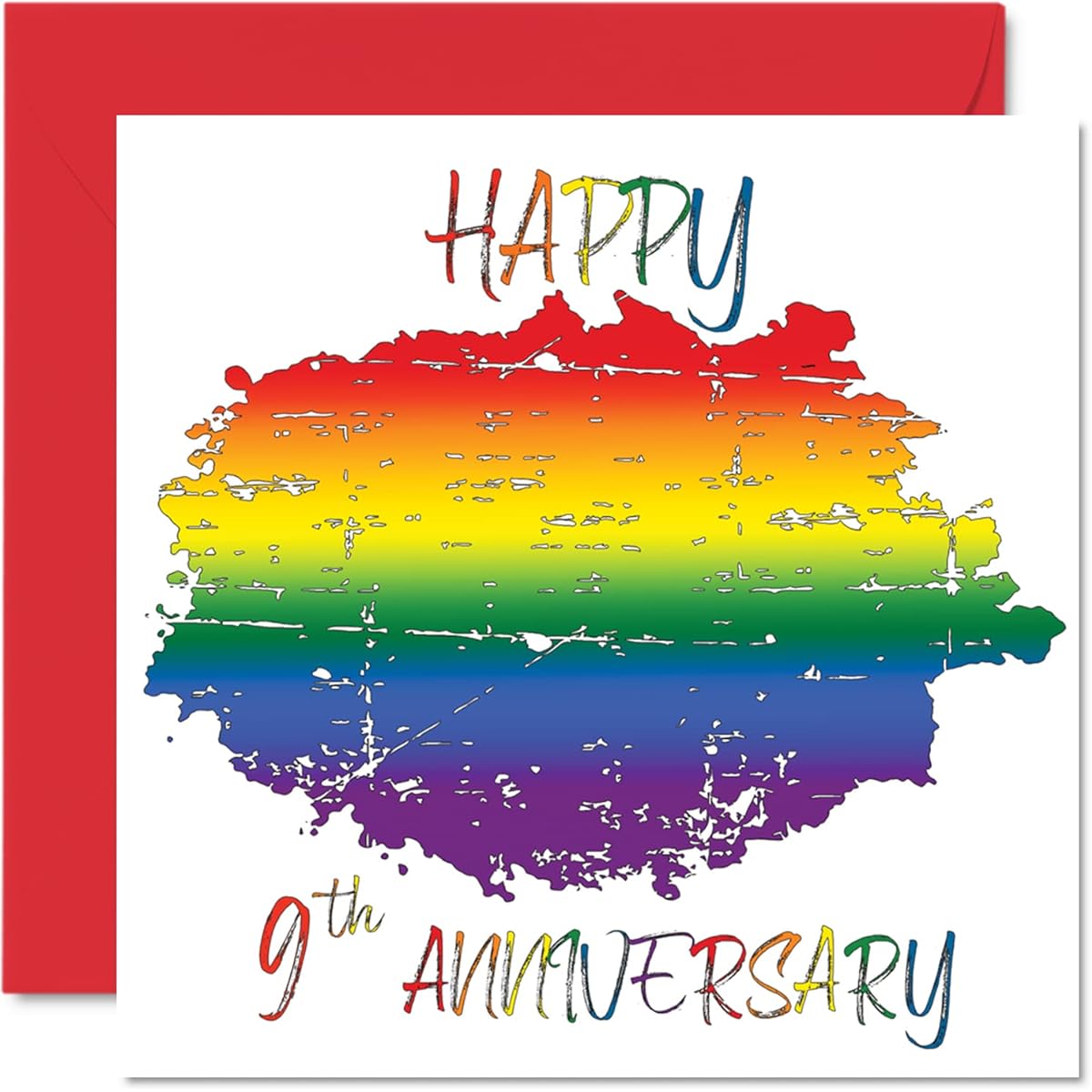 Stuff4 LGBT Gay Ceramic Anniversary Card for Husband and Wife - Happy Aniversary - Happy 9th Wedding Anniversary Card for Partner 5.7 x 5.7 Inch Gay Pride LGBT Greeting Card 9th Anniversary
