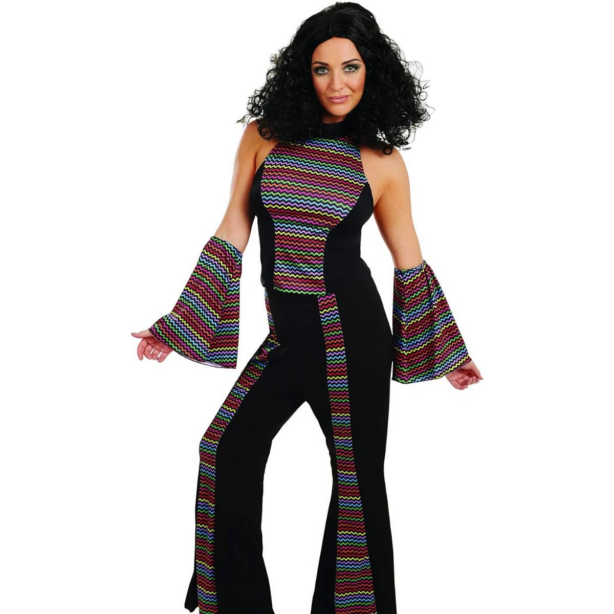 (X-Large: Size UK 20-22. Chest: 117cm. Waist: 97cm.) - New Womens 1970s Disco Diva Ladies Fancy Dress Party Costume