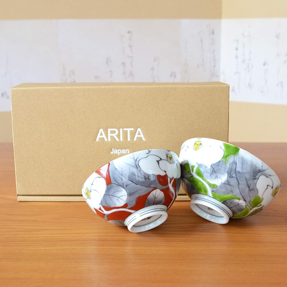 Thank you item, gift, present, retirement, promotion, transfer, graduation, thank you Card included Couple bowl pair rice bowl Arita ware Yuka gift box