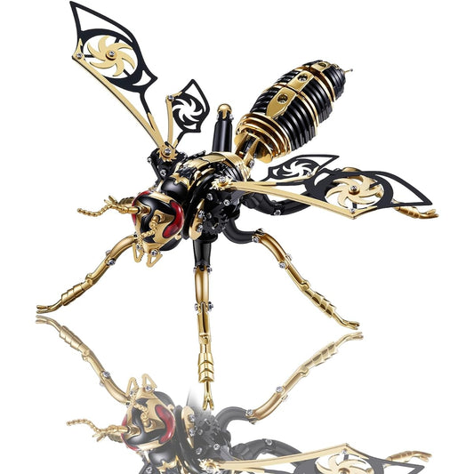 3D Puzzle for Adults: Metal Puzzle Craft Kit - Steampunk 3D Insect Building Toy. Stainless Steel Bee Model Kit, Christmas Birthday Gift (3D Puzzle-Black Gold)