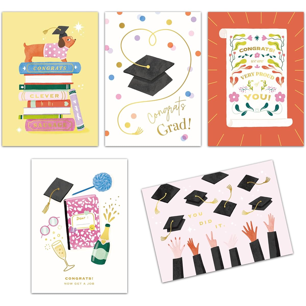 Gooji 10 Pack Graduation Greeting Cards - 5" x 7" Premium Designs for Graduating Students, Congratulations Messages, Well Wishes - Perfect for High School and College Graduations - Assorted Graduation Cards