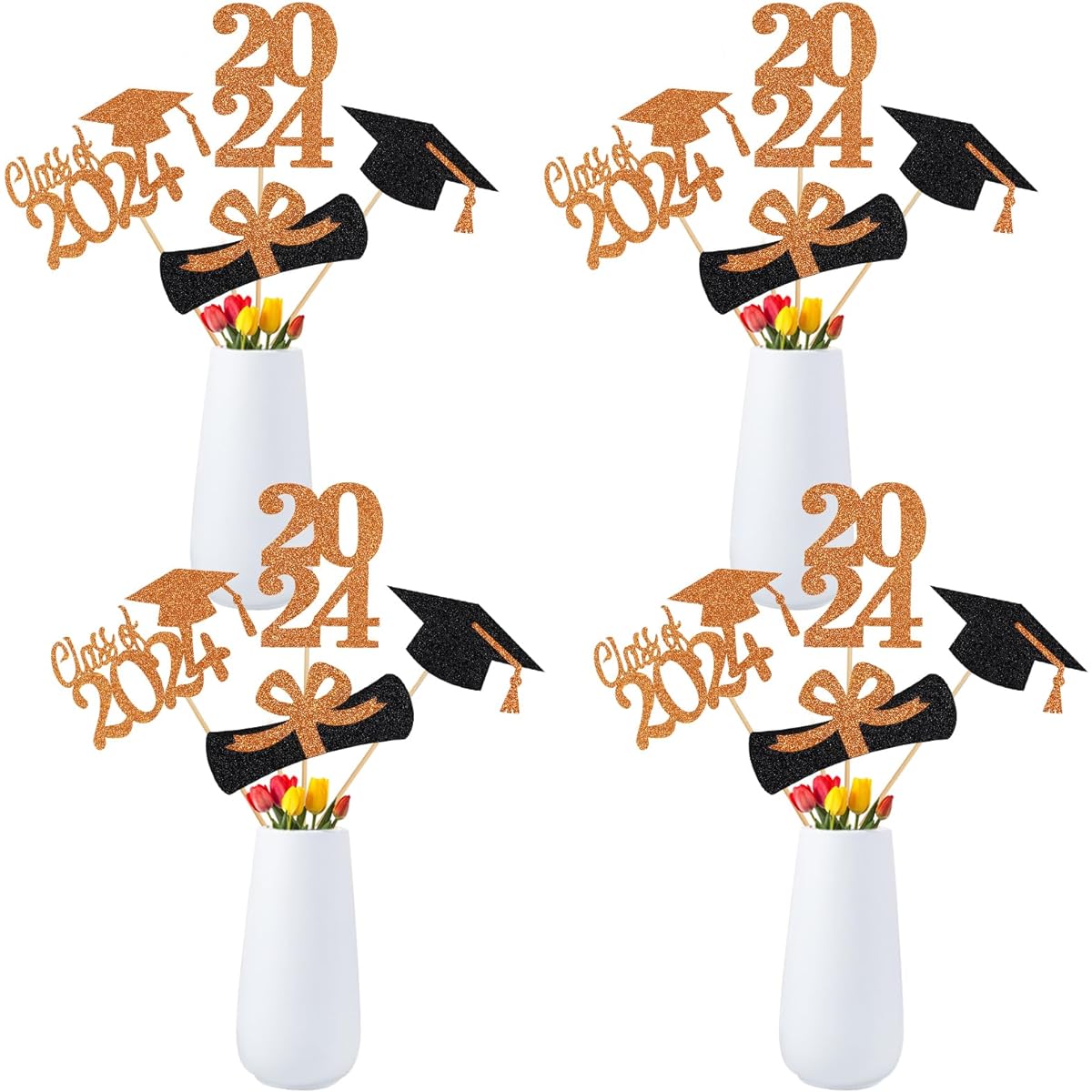 Orange Graduation Table Centerpiece Sticks for Graduation Party Tables 2022 Graduation Table Centerpieces 24 Pieces