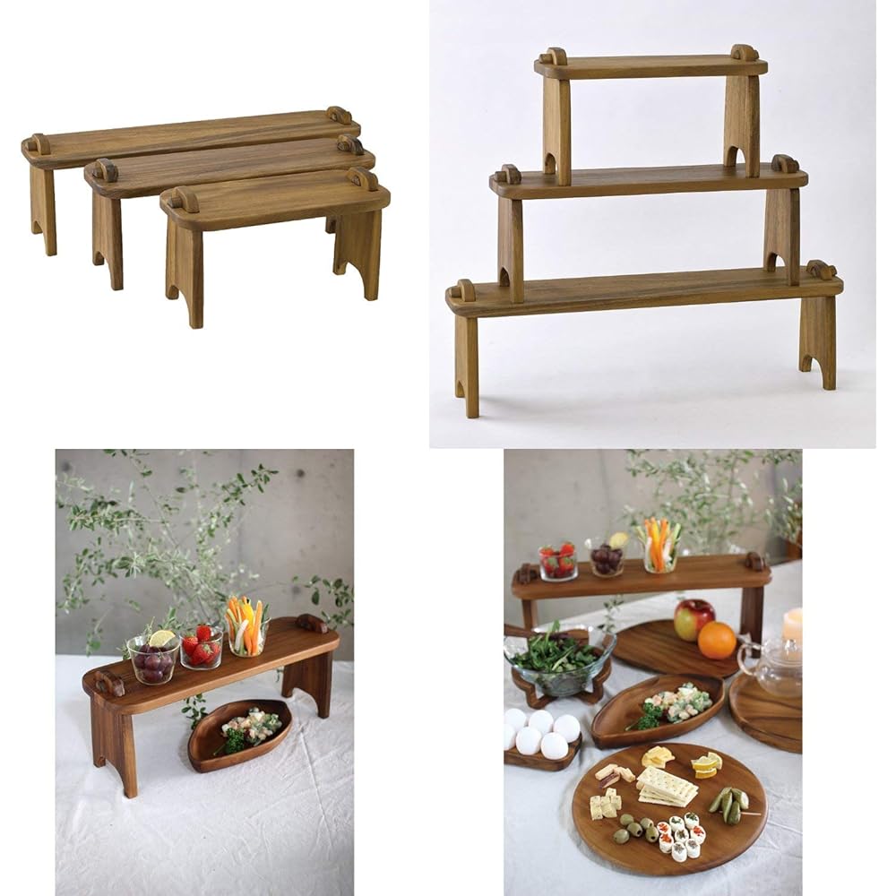SPICE OF LIFE Rack Acacia Serving Stand Brown BONO BONO 55 x 17 x 22 cm Wooden Oil Finish WHLT7010