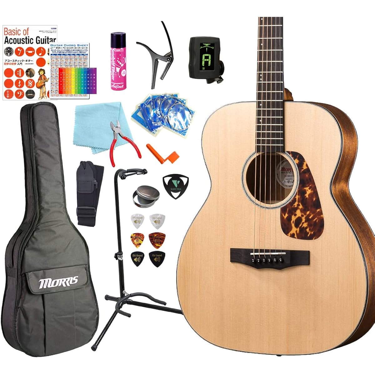 Morris Acoustic Guitar for Beginners High Grade 17-piece Set MORRIS F-021 Acoustic Guitar N [98765] [Safe to ship after inspection]