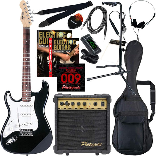 SELDER Electric Guitar Stratocaster Type Sakura Musical Instruments Original ST-23LH/BK Beginner Introductory 13 Piece Set Lefty For Left-handed