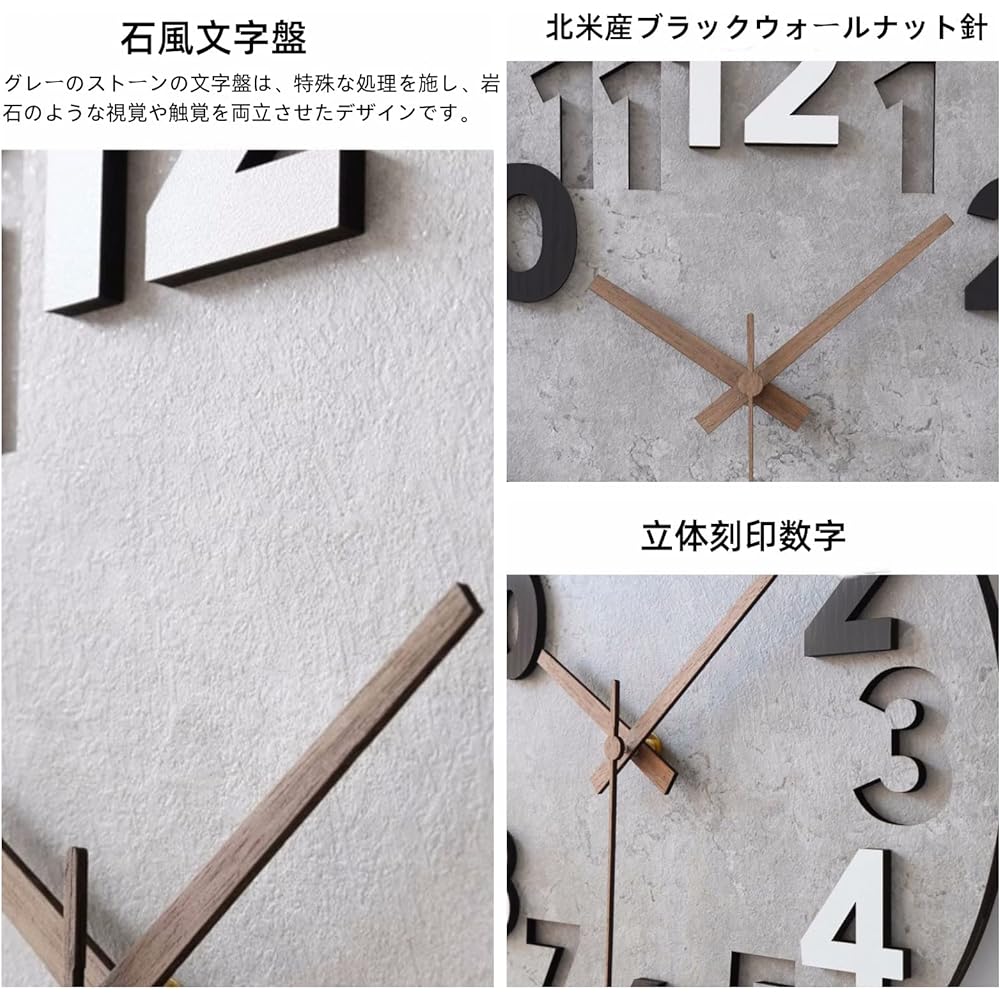 Taolenly Wall Clock, Stylish, Nordic Wall Clock, Continuous Second Hand, Quiet, 3D Numbers, Cute, Simple, Wall Clock, Interior Wall Clock, Easy to See, Room Decoration, 30CM