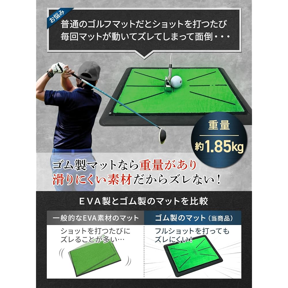 GolfStyle Duff Check Golf Mat You can check the turf marks Golf Practice Mat Practice Swing Iron Swing Marks Shot Mat Practice Rubber Mat 34 x 44cm