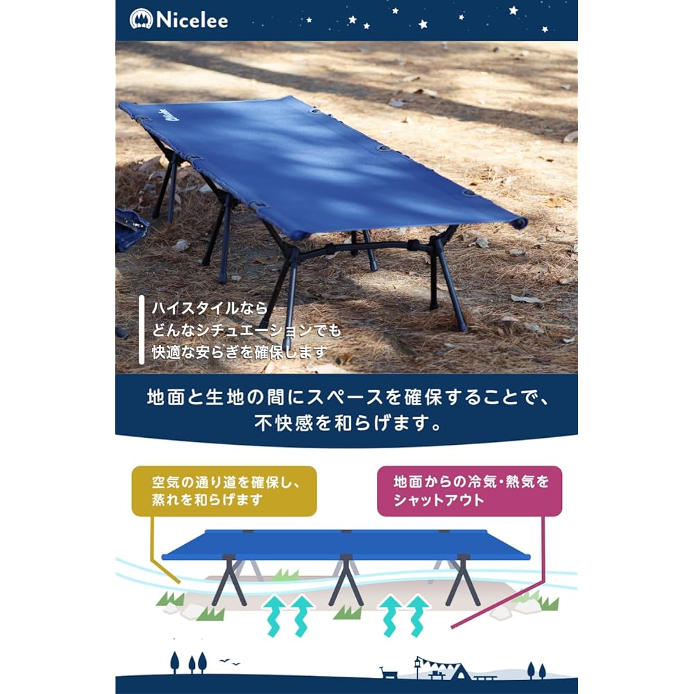 [Okayama Brand] Nicelee Indigo Blue Cot 2WAY Denim Blue Camping Lightweight High/Low Switchable