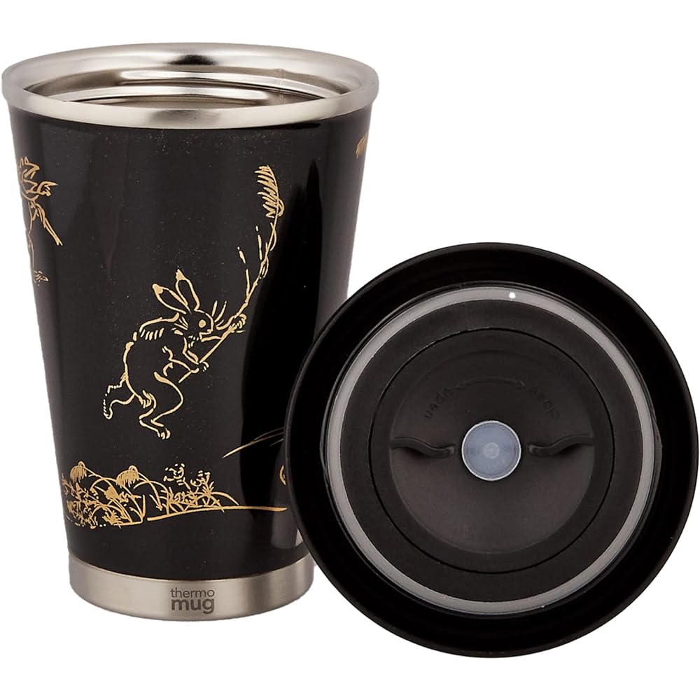 THERMO MUG Stainless steel tumbler with lid Chojugiga (black) 300ml [Lacquer] URUSHI MOBILE TUMBLER MINI UM-MB 1 piece 1 piece