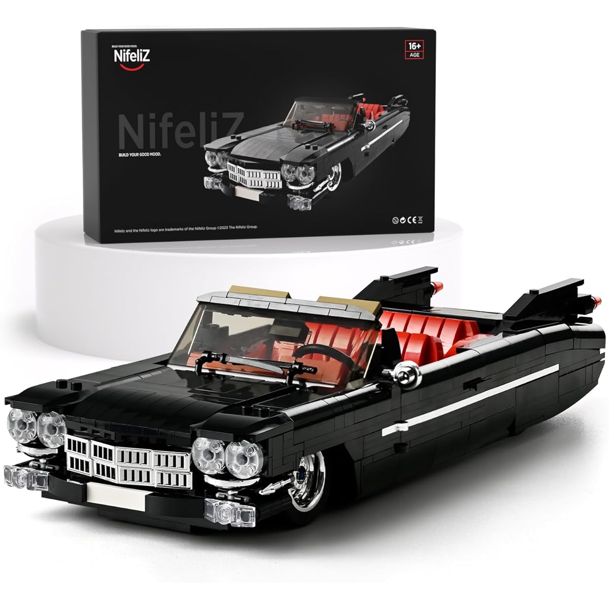 Nifeliz Eldorado Classic Retro Car Building Kit Convertible Sports Car Display Model Set for Adults Gifts (1,245 Pieces)