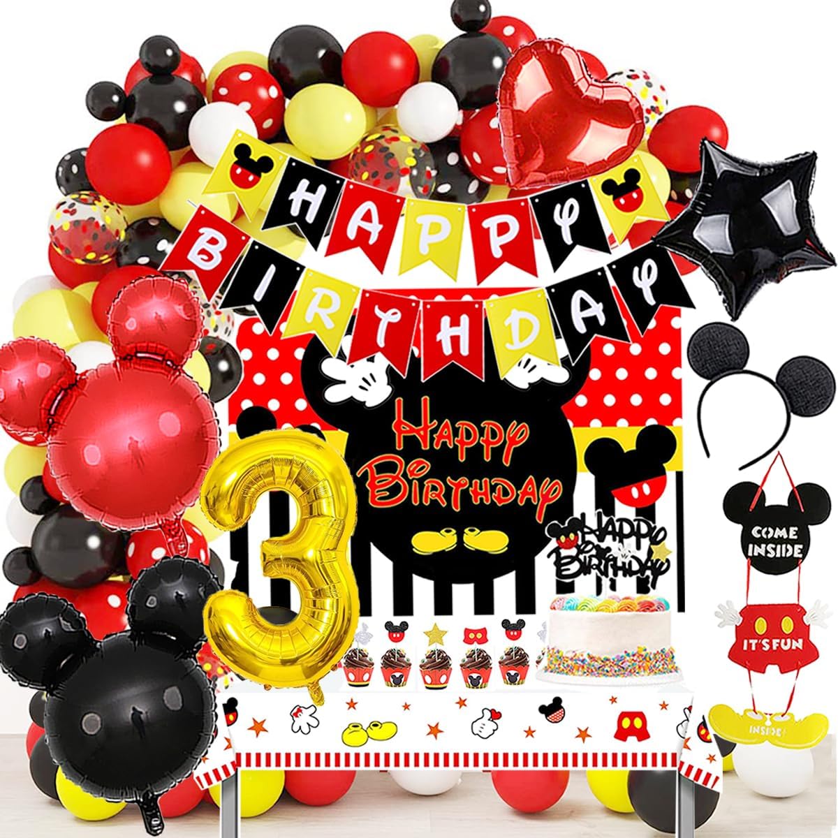 Dilyreke Mouse Themed Birthday Party Decorations for Boys 1st 2nd 3rd 4th 5th Birthday Party Supplies Banner and Balloon Set