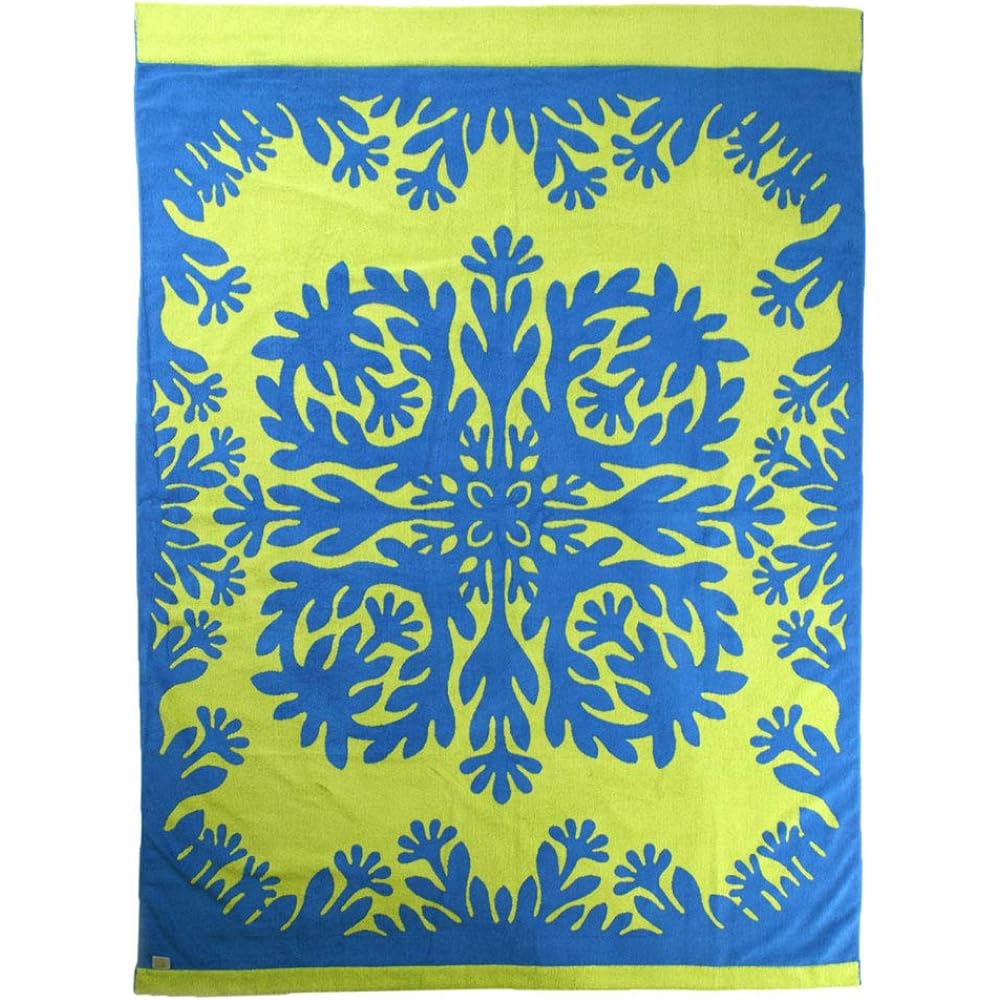 [Cathy Mom Island Style] Towel Blanket Hawaiian Quilt Pattern Island Series 86108509 Women's 86108509B Naupaka Blue Approx. Width 140 x Height 190cm