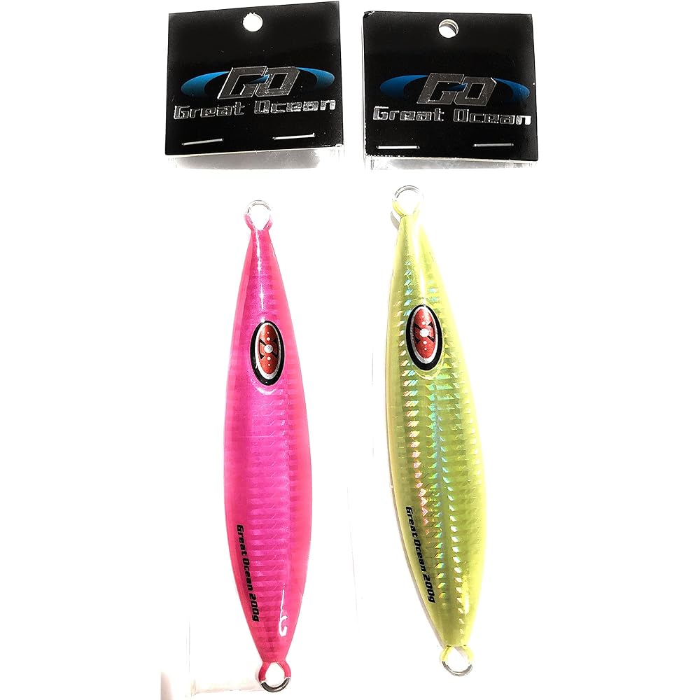Great Ocean Slow Jig Set Pink & Yellow 200g (Set of 2) Metal Jig Set