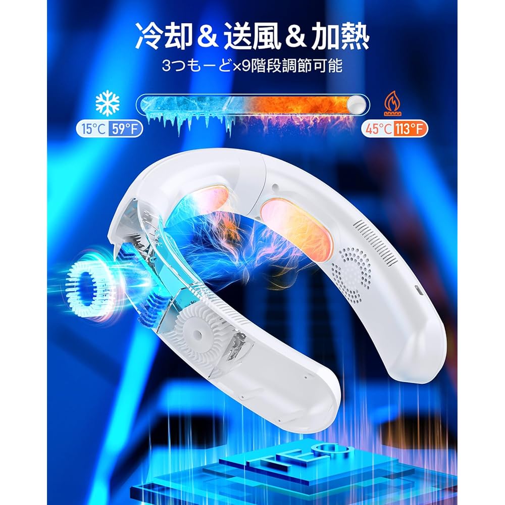 [Air conditioning + 5 engines + vertical ventilation] Neck cooler, neck fan, Antinanco, 3 cooling plates, 6000mAh, no blades, neck fan, cooling and heat generation, 6 gradations of temperature, heat stroke prevention, gift, watching sports, excursions, c