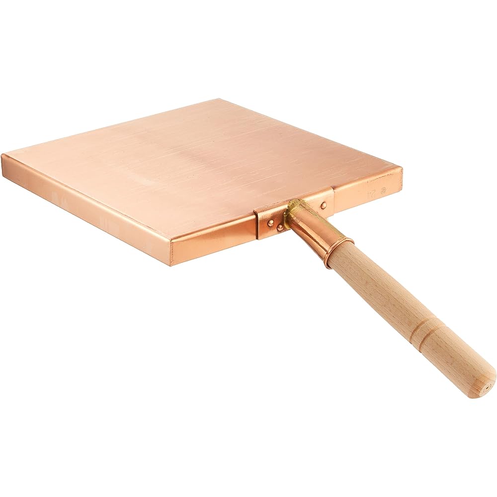 Endo Shoji TKG Egg Frying Frying Pan 24cm Thinly fried eggs Copper For use with gas fires Width x Depth x Depth (inner dimensions mm) 240 x 240 x 20 squares Weight (kg) 1.21 Wooden handle for hot cooking (installation required) BTM02024