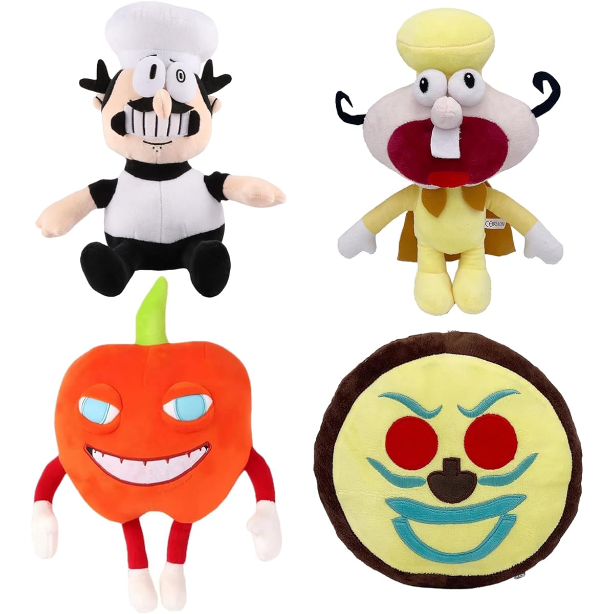 WESOPAN Pizza Tower Plush Toy 4 Pieces 10 Inch Noise Pepino Pepperman Pizza Face Pizza Tower Plush Toy for Game Fans Birthday Christmas Easter Gift for Fans Kids and Adults (4 Pieces)