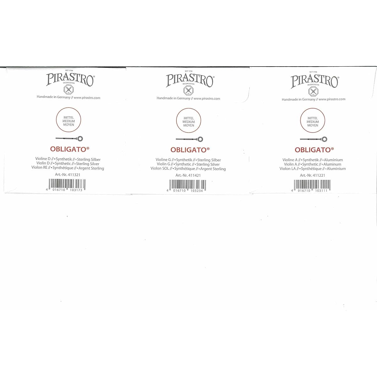 Obligato violin string A.D.G string set